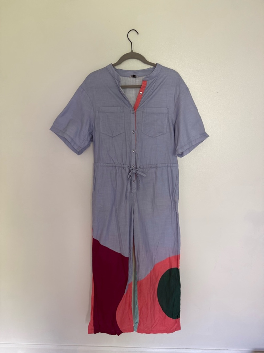 The Kit. Jumpsuit Issa Wide Leg in Lilac Cut Paper Colorblock - Picture 4 of 6